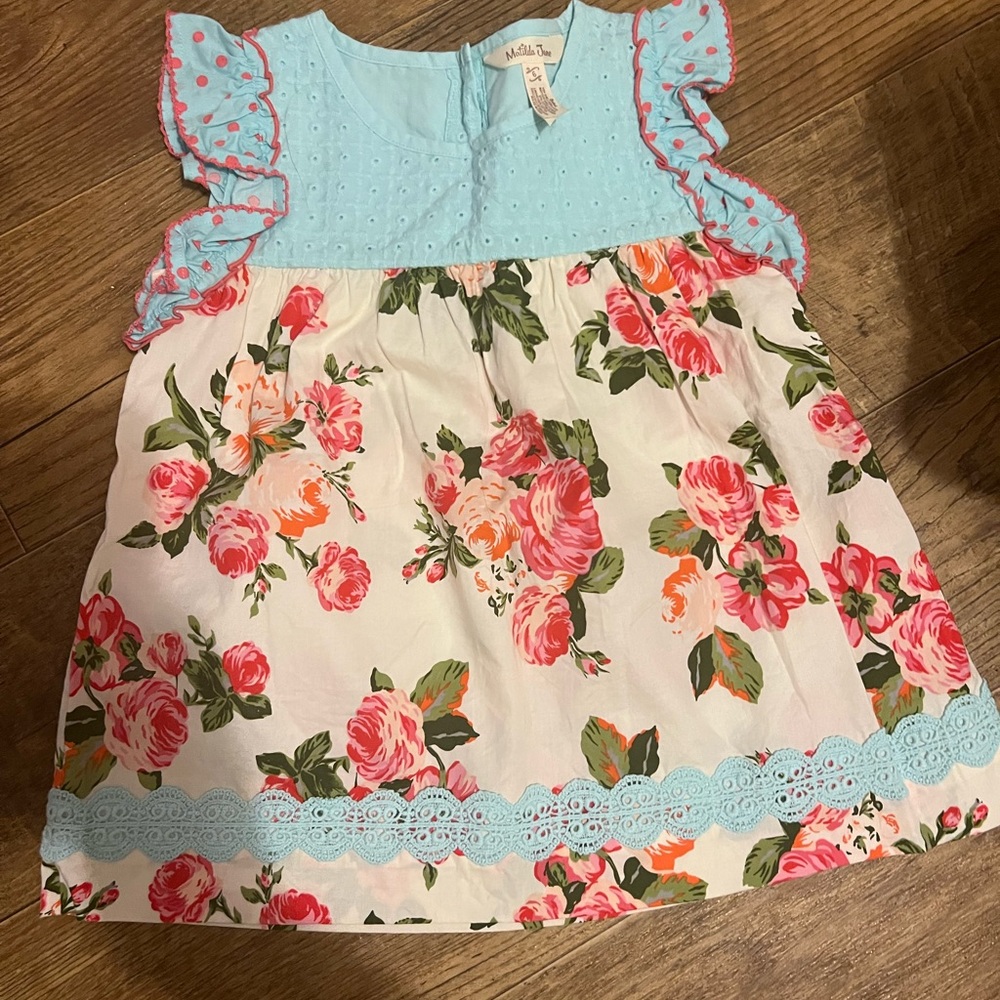 Floral Dress with Blue Accents